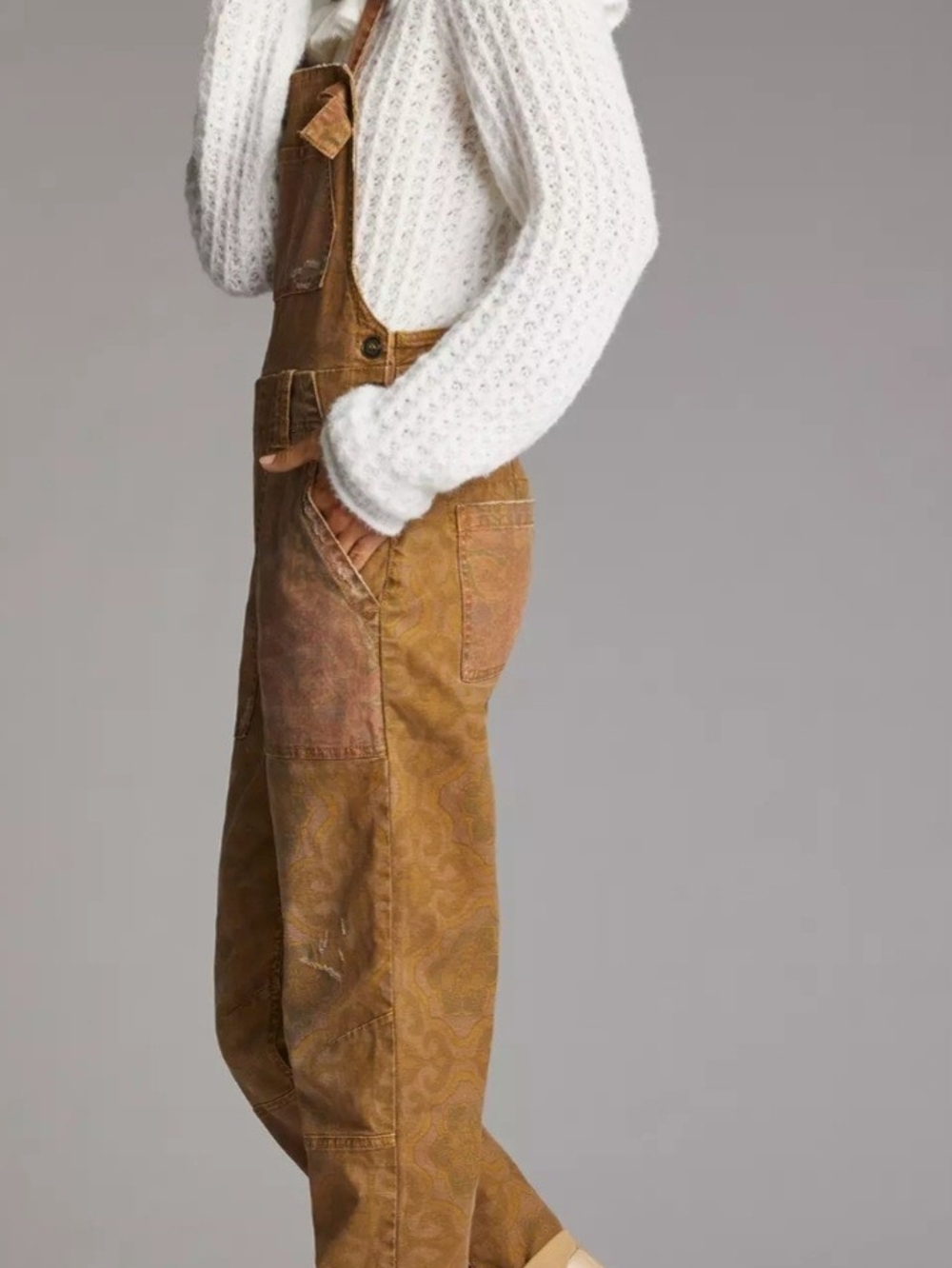 Pilcro Brown Patterned Cotton Overalls - Picture 3 of 6